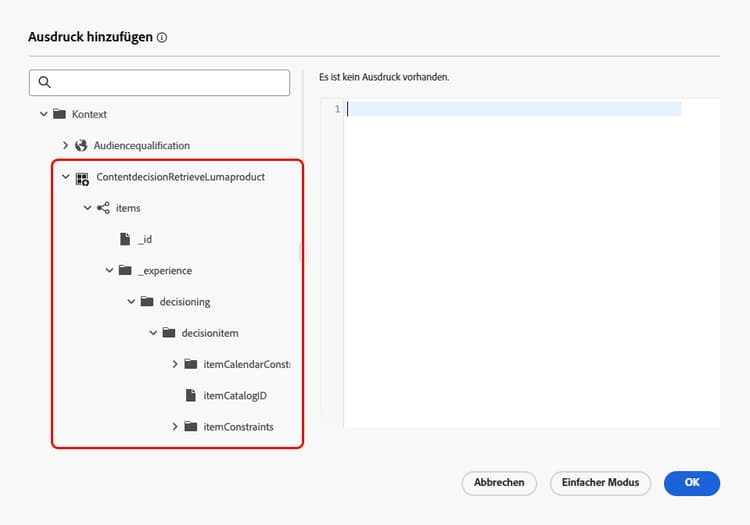 Hinzufügen einer Bedingung und Bearbeiten eines Ausdrucks