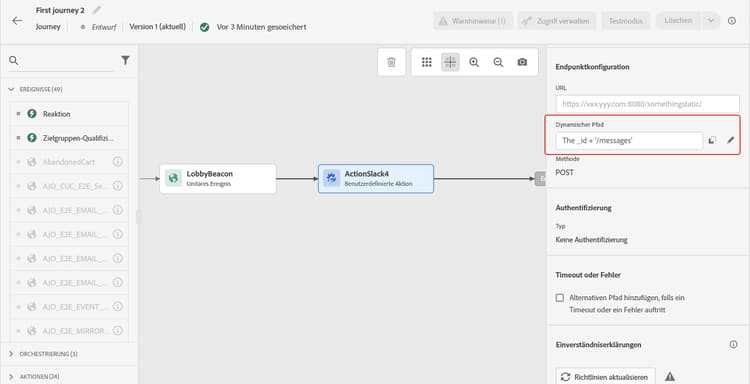 URL-Konfiguration für benutzerdefinierte Aktionen mit dynamischer Parameterzuordnung