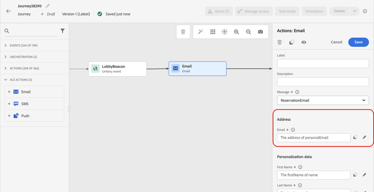 Konfiguration von Nachrichtenparametern für die Campaign Standard-Integration