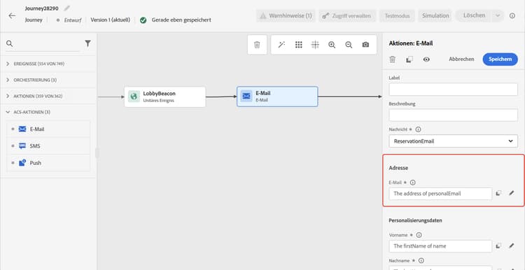 Konfiguration von Nachrichtenparametern für die Campaign Standard-Integration