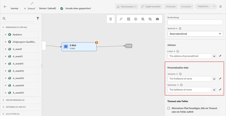 Feldzuordnung zwischen Journey Optimizer und Campaign Standard