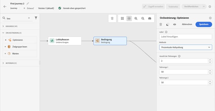 Konfiguration der prozentualen Aufspaltung mit Regler mit Traffic-Verteilung