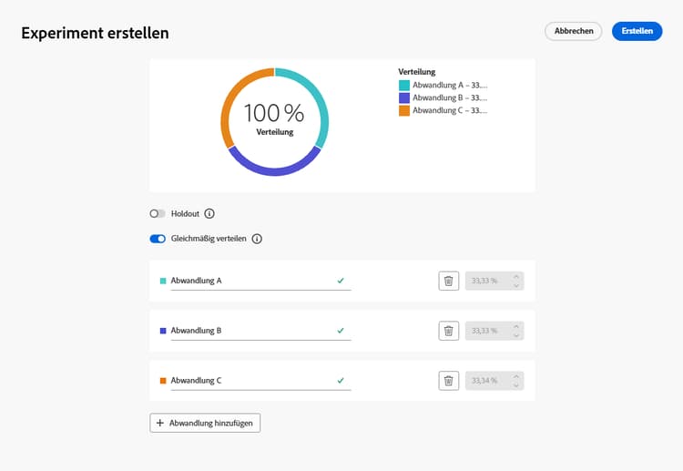 Regler für die Abwandlungszuordnung mit prozentualer Verteilung