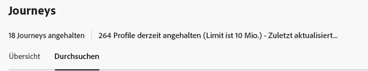 Anzahl der derzeit angehaltenen Journeys und Profile