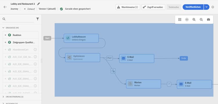 Auswählen mehrerer Aktivitäten in Journey zum Kopieren