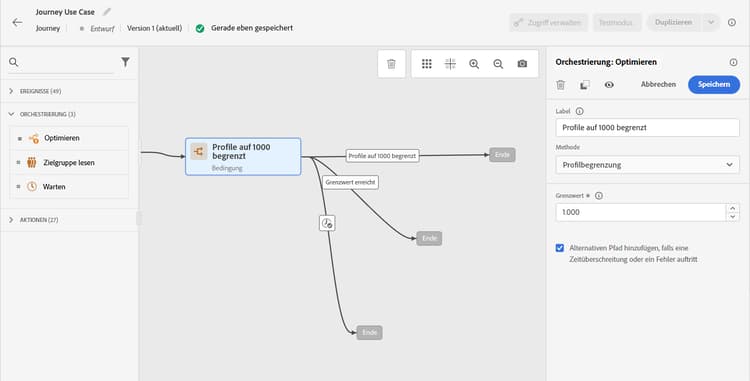 Konfiguration der Profilbegrenzungsbedingung zur Steuerung des Versandvolumens
