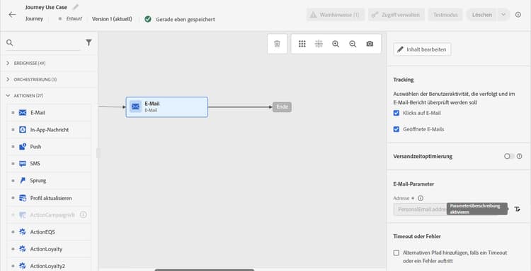 Journey-Fluss mit „Zielgruppe lesen“ für das Targeting bei Abonnentenlisten