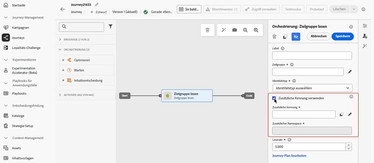Aktivität „Zielgruppe lesen“ mit Konfiguration zusätzlicher Kennung