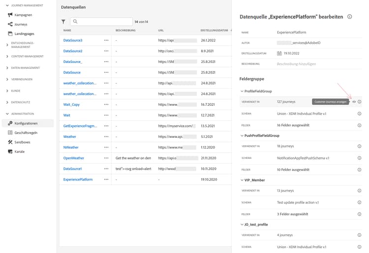 Wird im Feld verwendet, das die Anzahl der Journeys anzeigt, die ein Ereignis oder eine Aktion verwenden