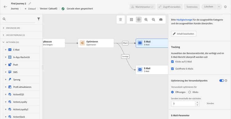 Umschalter für die Optimierung des Versandzeitpunkts in der Konfiguration des E-Mail-Kanals