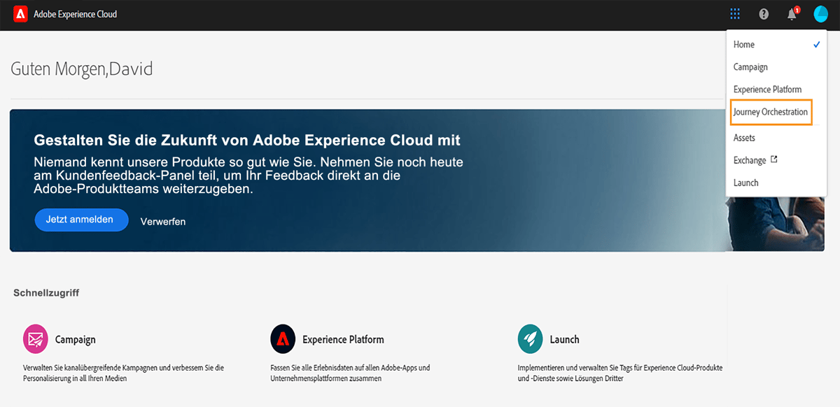 Die Benutzeroberfläche | Adobe Journey Orchestration