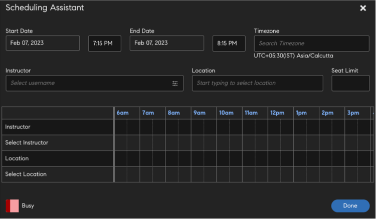 Bildschirm Scheduling Assistant