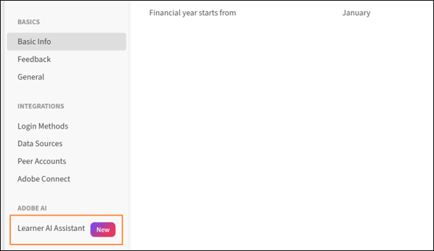 Auf der Administratorkonsole wird die Option Teilnehmer-AI-Assistent im linken Fensterbereich angezeigt.
