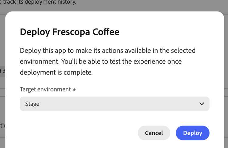 Bereitstellen - Wählen Sie die Staging-Umgebung aus