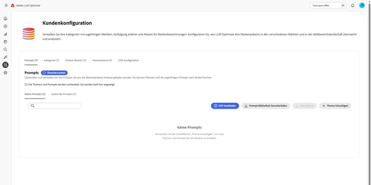 Best Practices zum Einrichten von Kategorien, Themen, Prompts und zum Nachverfolgen anderer Marken