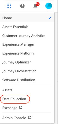 Experience Platform menu