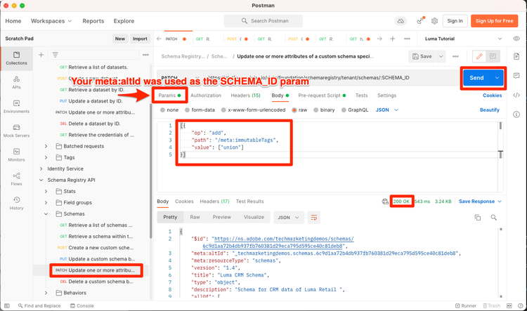 Aktivieren Sie das CRM-Schema für das Profil mit Ihrer benutzerdefinierten meta:altIid, die als Parameter SCHEMA_ID verwendet wird