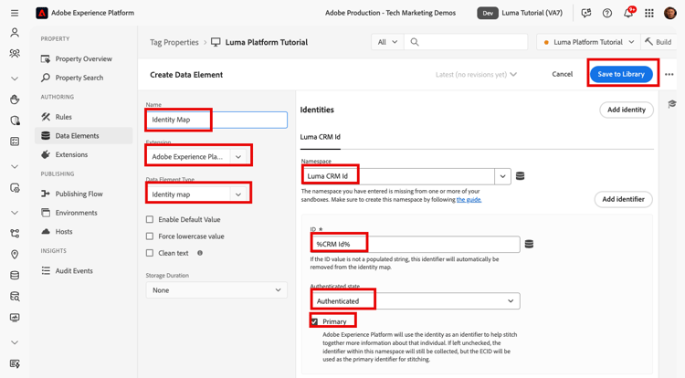 Fügen Sie die CRM-ID zum Datenelement „Identitätszuordnung“ hinzu