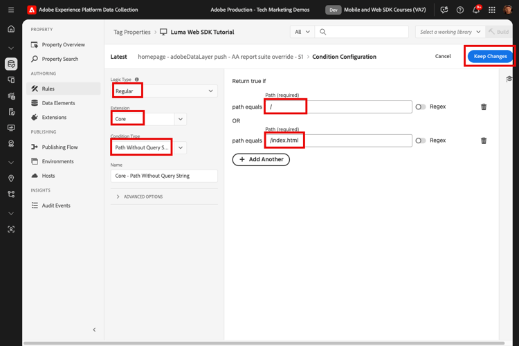 Überschreibungsbedingung der Analytics Report Suite