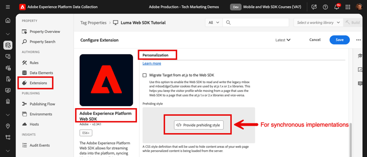 Target-pre-hiding-Snippet für synchrone Implementierungen