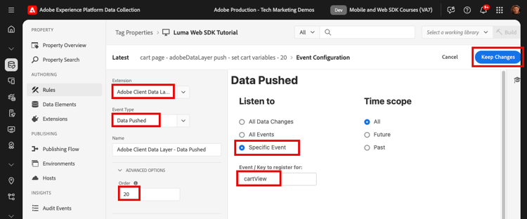 Ereignis für Warenkorbregel