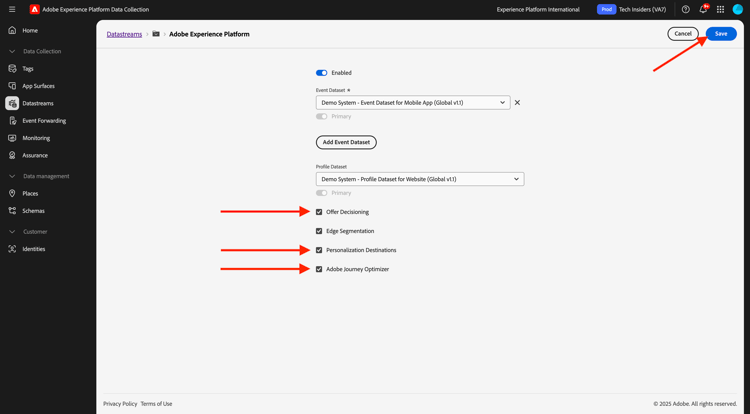 Benennen Sie den Datenstrom und speichern Sie ihn