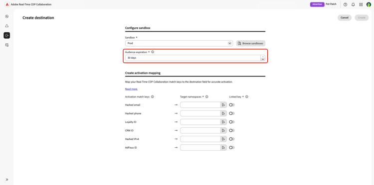 Der Abschnitt zur Gültigkeit der Zielgruppe, der im Workflow zum Erstellen eines Ziels hervorgehoben ist.