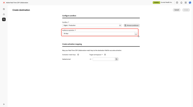 Der Abschnitt zur Gültigkeit der Zielgruppe, der im Workflow zum Erstellen eines Ziels hervorgehoben ist.