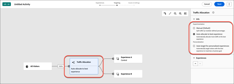 Einstellungen der Traffic-Zuordnungsmethode