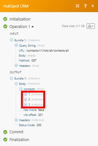Hubspot-API-Ausgabe