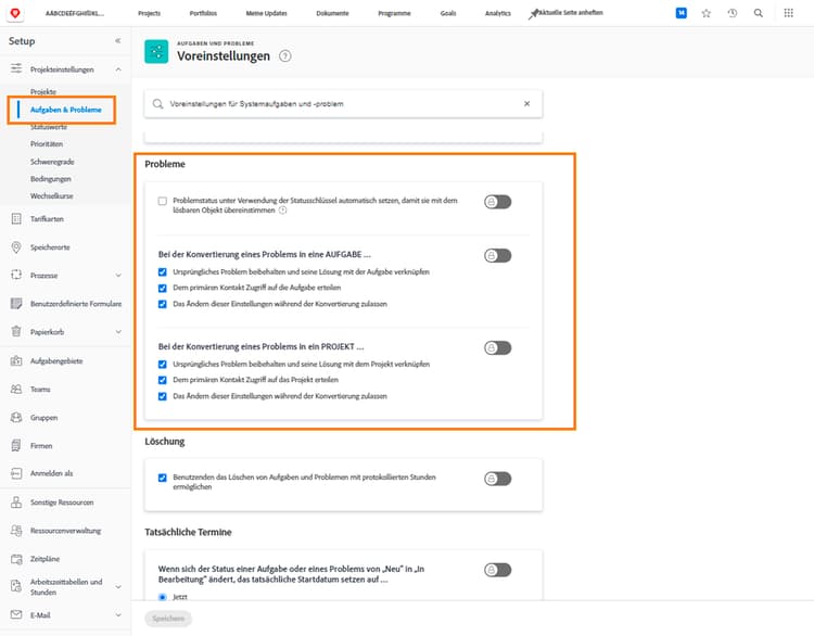Aufgaben und Probleme mit hervorgehobenem Abschnitt Probleme