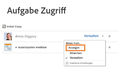 Aufgabenzugriff