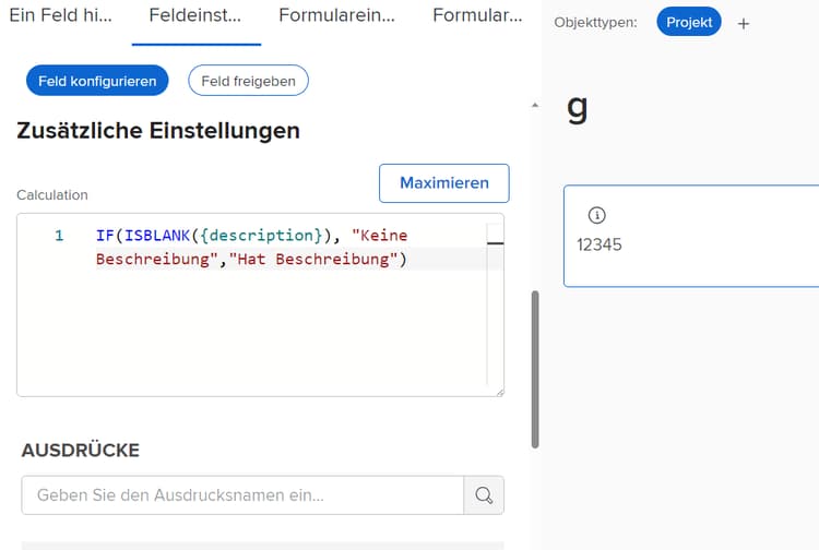 Ausdrücke mit Leerzeichen zwischen Feldern