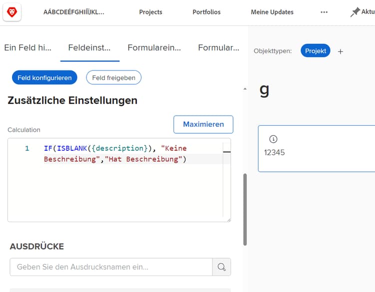 Ausdrücke ohne Leerzeichen zwischen Feldern