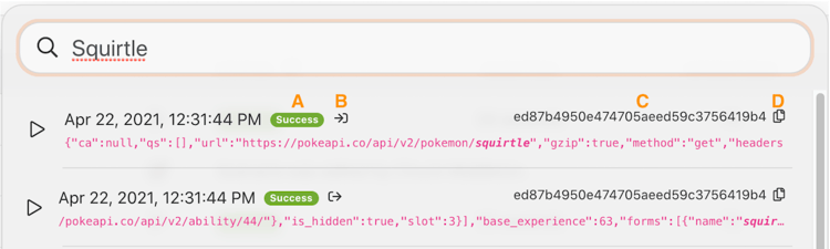 Ein Bild mit den Suchergebnissen eines Ausführungsverlaufs
