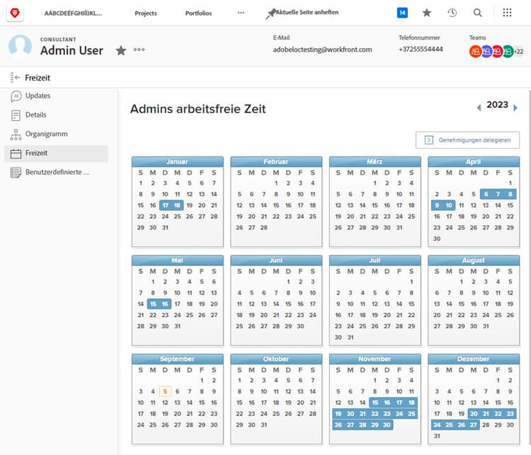 Kalender für persönliche Ausfallzeiten