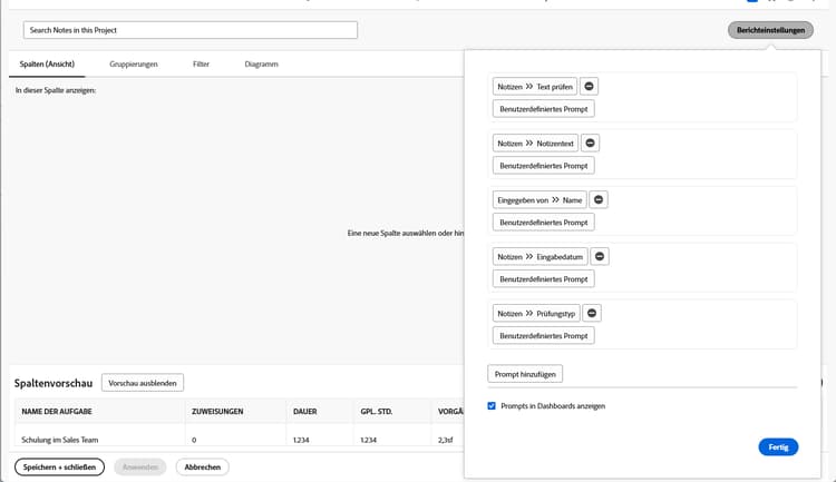 Ein Screenshot des Bildschirms zum Erstellen eines neuen Dashboards