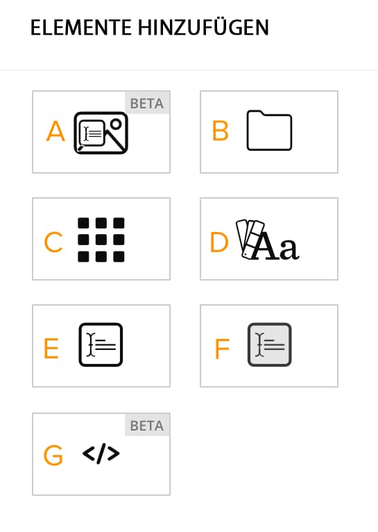 Ein Screenshot der verfügbaren Widgets für Ihre Brand Connect-Homepage