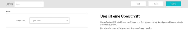 Die Option Schrift unter dem Menü Erscheinungsbild als Stil für das Brand Portal