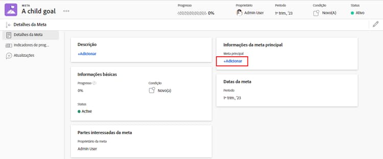 Ein Screenshot der Registerkarte Zieldetails