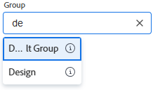 Typeahead-Feld für eine Gruppe