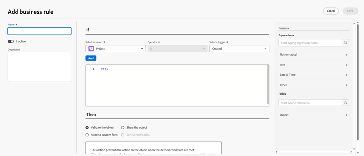 Dialogfeld „Geschäftsregel hinzufügen“
