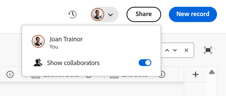 Umschalter „Mitarbeiter anzeigen“ ausgewählt