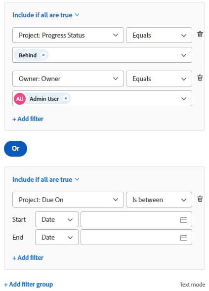 Standardfilter-Builder