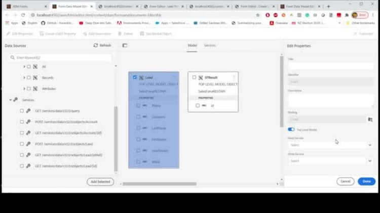 Erstellen eines Formulardatenmodells basierend auf der Salesforce-Datenquelle