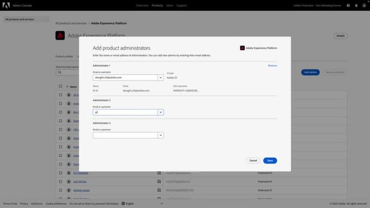 Produktadministratoren für Adobe Experience Platform-basierte Anwendungen hinzufügen