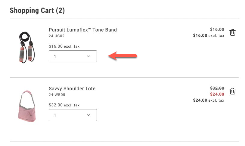 Dropdown quantity selector