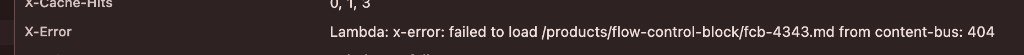 x-error header on the document response showing a content-bus 404 for a .md path