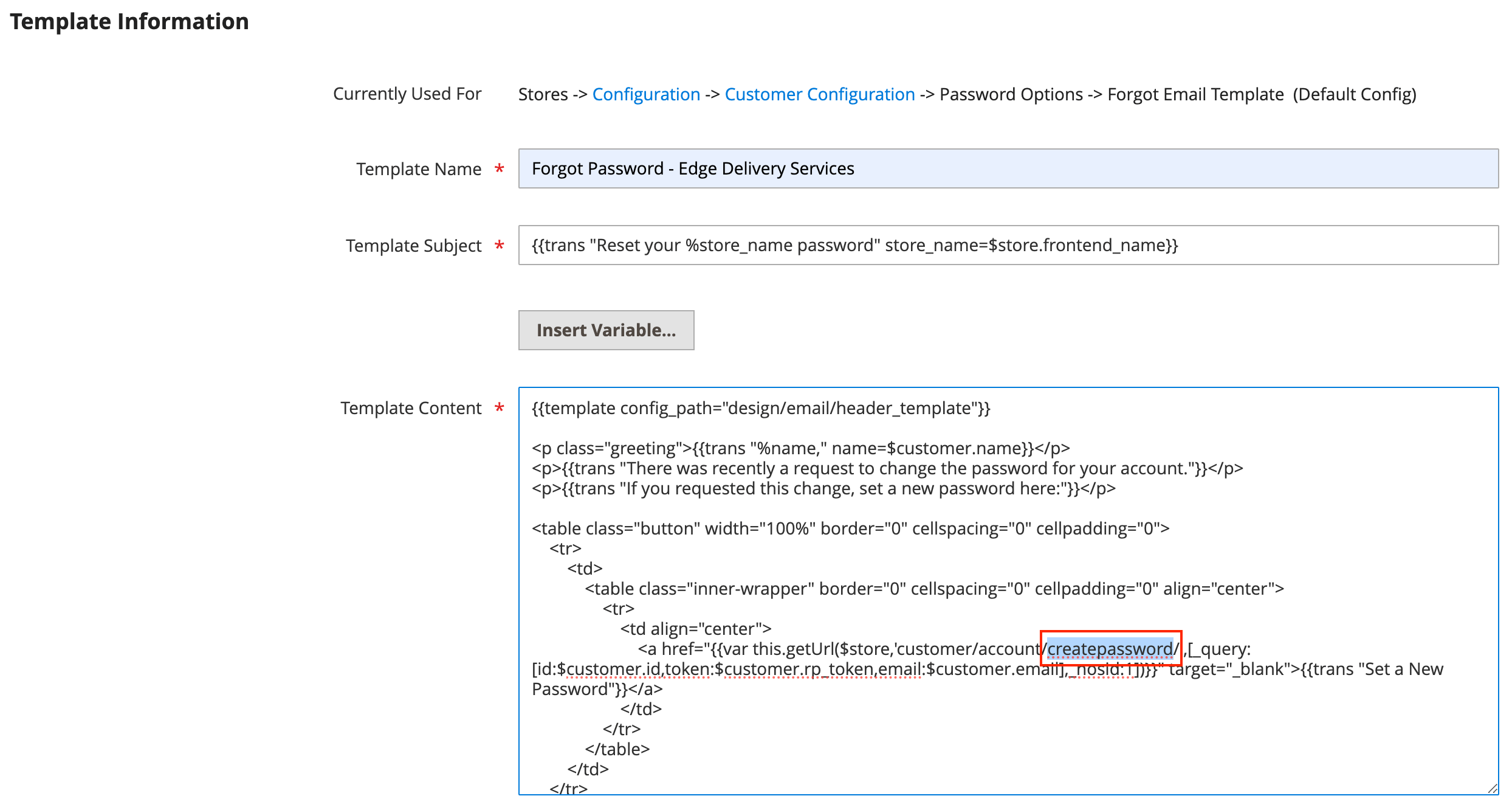 Forgot Password template