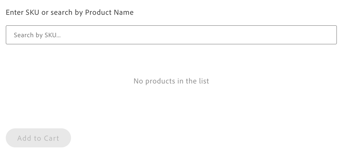 QuickOrderItems container showing product list with quantities, search input, and Add All to Cart button